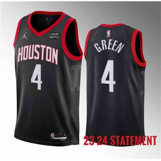 Men Houston Rockets 4 Jalen Green Black 2023 Statement Edition Stitched Basketball Jersey